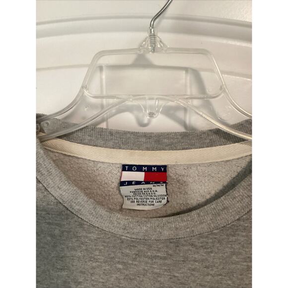 90s Tommy Jeans sweatshirt Gray Grey Heather Medium Vintage Retro Logo Vintage - Picture 2 of 3
